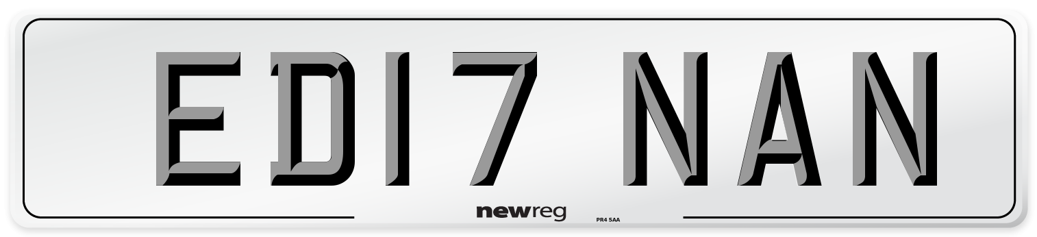 ED17 NAN Number Plate from New Reg